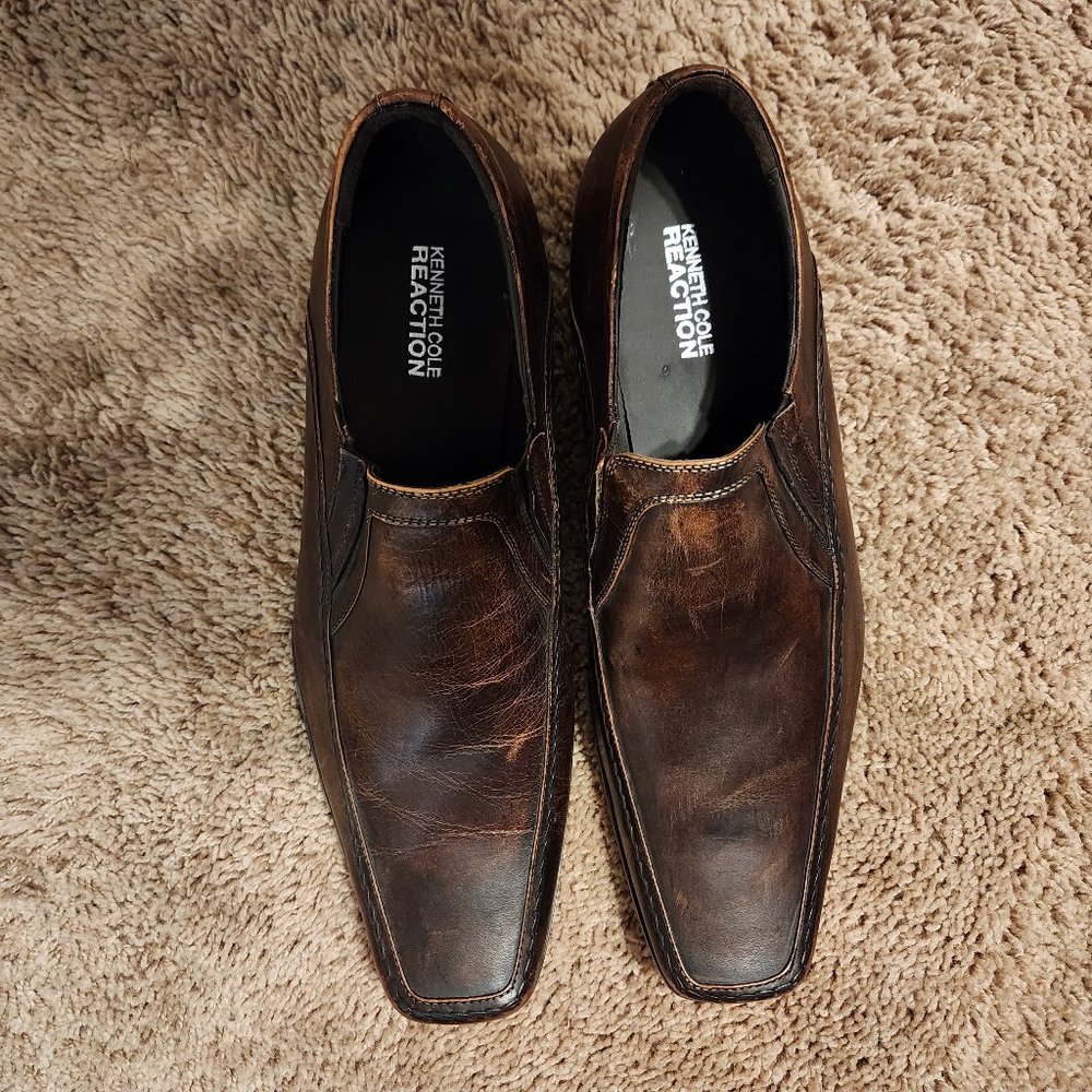 Kenneth Cole Reaction Key Note Men's Slip On Brown Dress Shoes